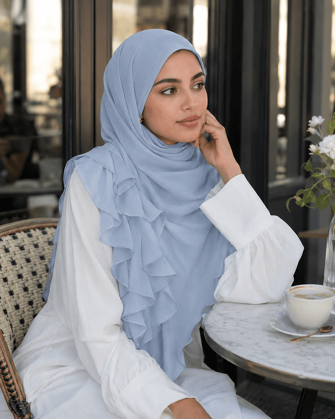 Modal Ruffle Hijab — Asymmetric Ruffle Drape, Fashion-Forward Collection — Modal Ruffle hijab, 50 pcs MOQ, OEM/ODM wholesale | QIUYAN — view 2