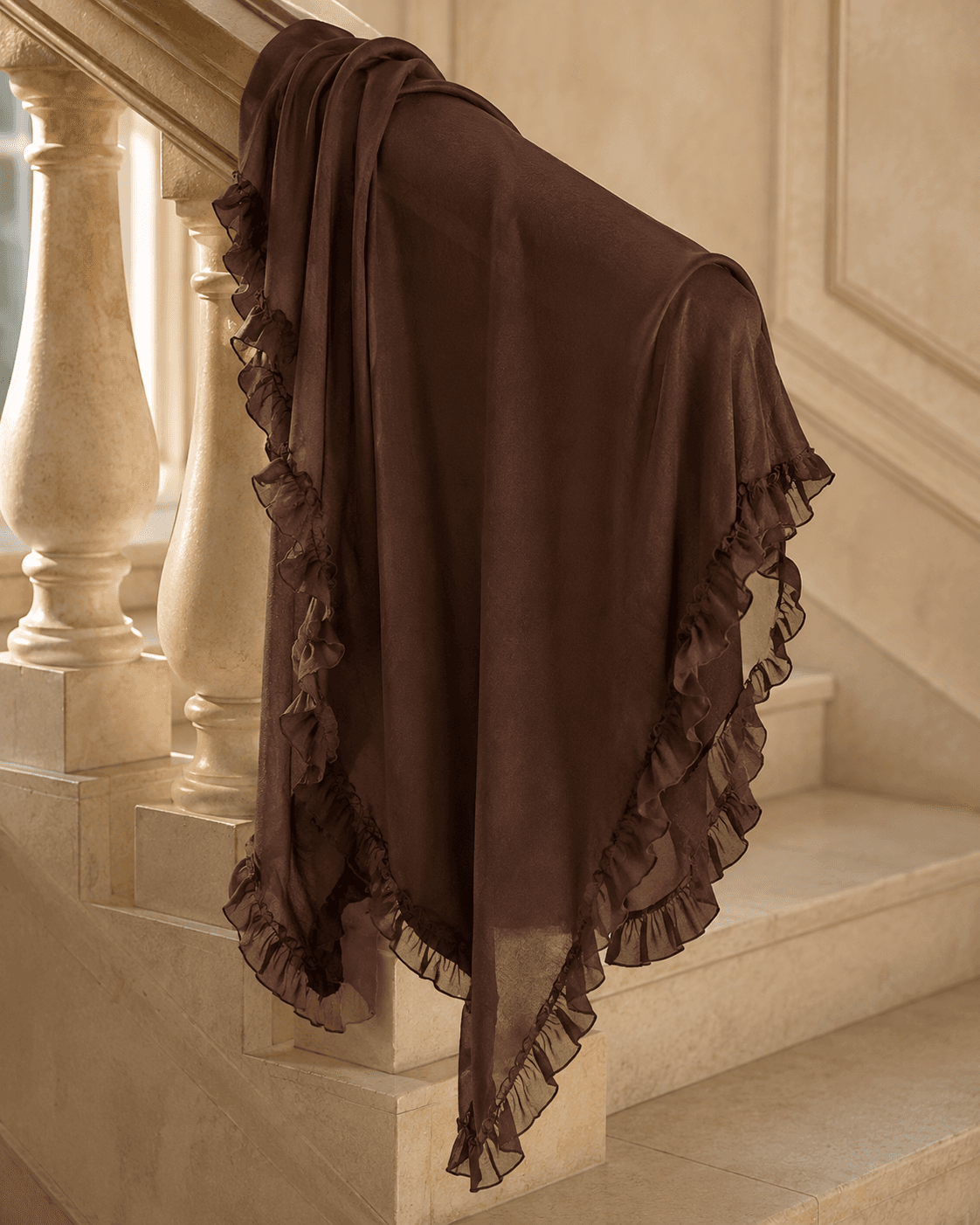 Modal Ruffle Hijab — Ombré with Ruffle Hem, Gradient Collection — Modal Ruffle hijab, 100 pcs MOQ, OEM/ODM wholesale | QIUYAN — view 2