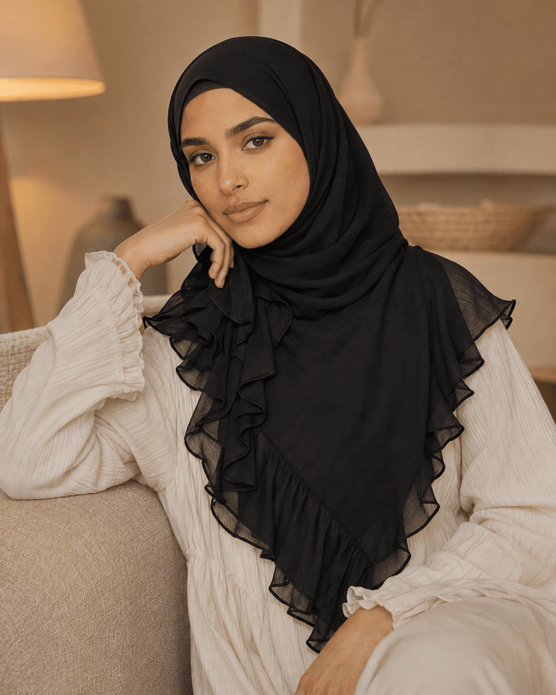 Modal Ruffle Hijab — Pleated Ruffle, Premium Occasion Collection — Modal Ruffle hijab, 50 pcs MOQ, OEM/ODM wholesale | QIUYAN — view 2
