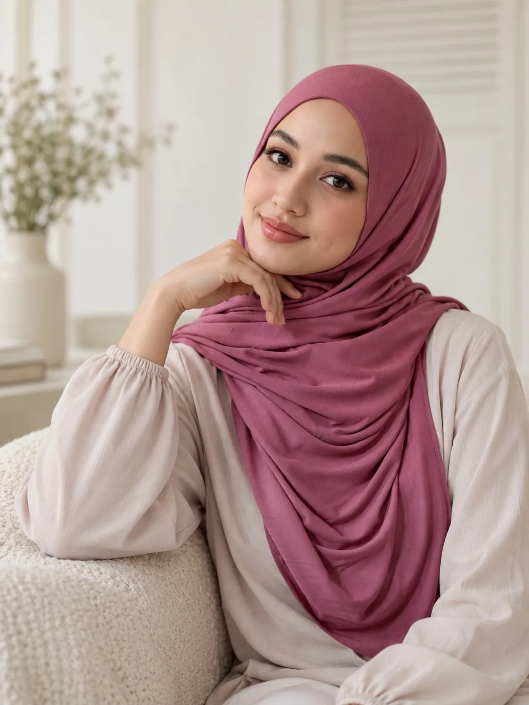 Cotton Jersey Hijab Wholesale | Custom OEM & Private Label Hijab Manufacturer — Mercerized Cotton Jersey hijab, 50 pcs MOQ, OEM/ODM wholesale | QIUYAN — view 3