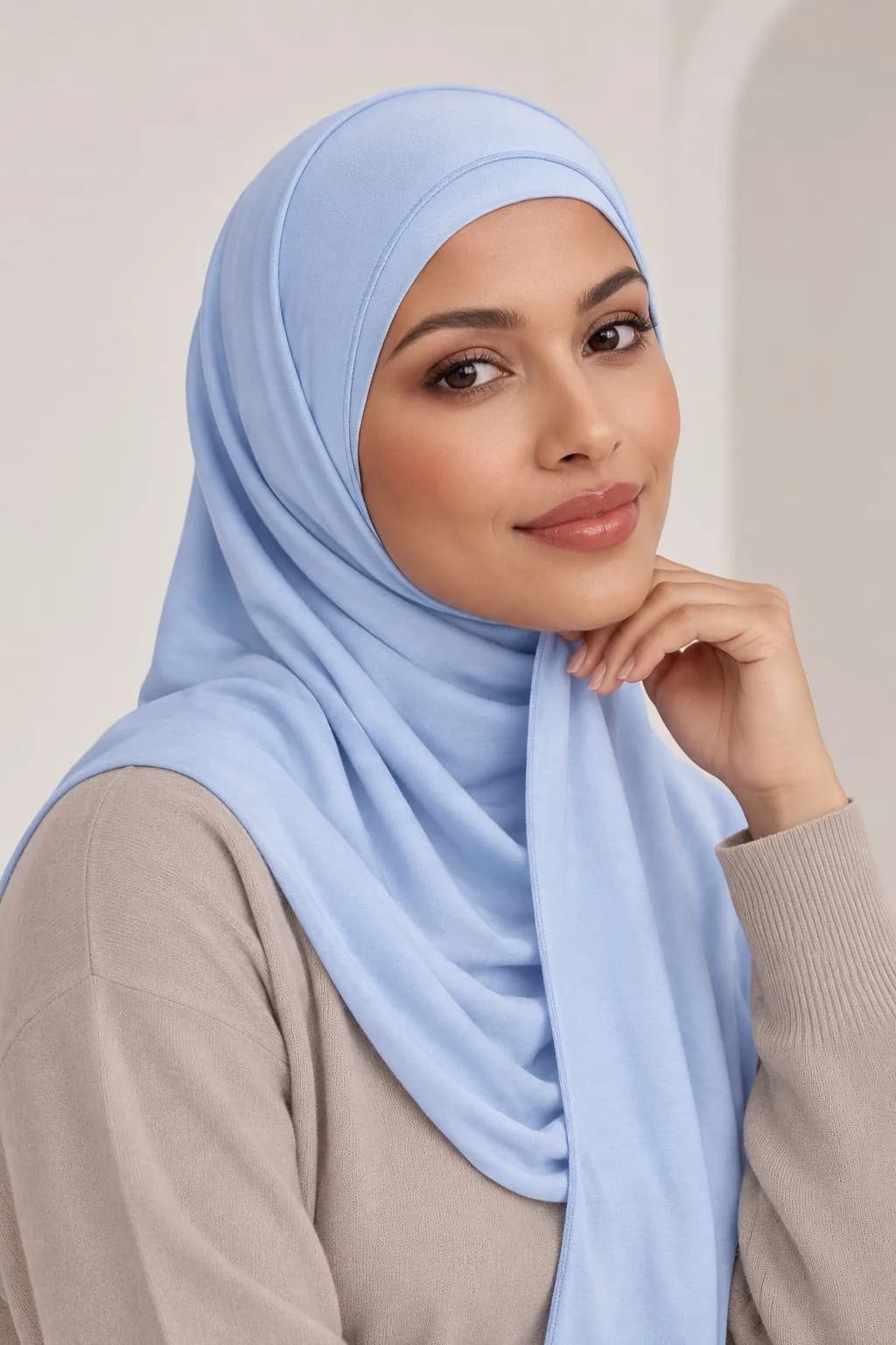 Custom Bamboo Jersey Hijab Set Wholesale | Matching Hijab & Underscarf Manufacturer — Bamboo Jersey hijab, 50 pcs MOQ, OEM/ODM wholesale | QIUYAN — view 3