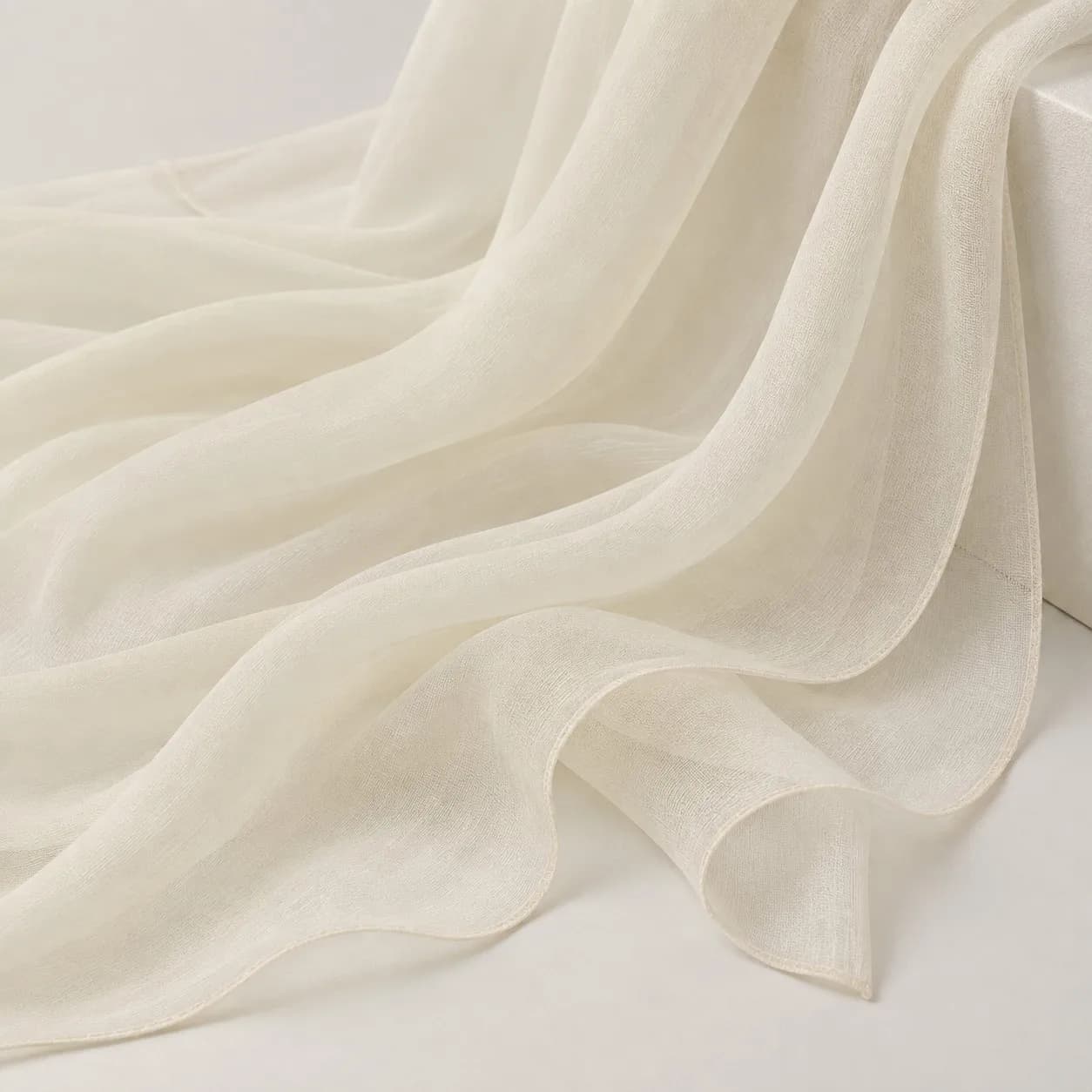 30s Print Modal Hijab — Wholesale Supplier & Manufacturer | Ivory White Fluid Drape Collection — 30s Print Bamboo Modal hijab, 50 pcs MOQ, OEM/ODM wholesale | QIUYAN — view 5