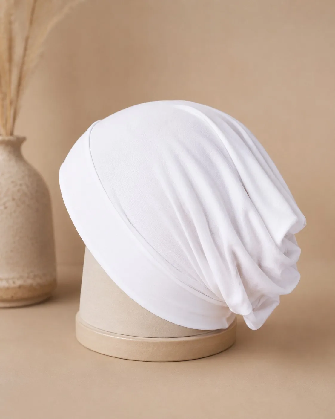 Jersey Hijab Undercap Wholesale — OEM Manufacturer | Stretch-Fit Non-Slip Cap, Solid White — Cotton Jersey / Spandex hijab, 50 pcs MOQ, OEM/ODM wholesale | QIUYAN — view 6
