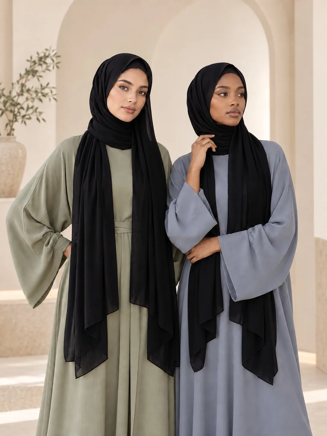 30s Print Modal Hijab — Wholesale Supplier & Manufacturer | Classic Black Fluid Drape Collection — 30s Print Bamboo Modal, 110-130 GSM, wholesale from 50 pcs MOQ