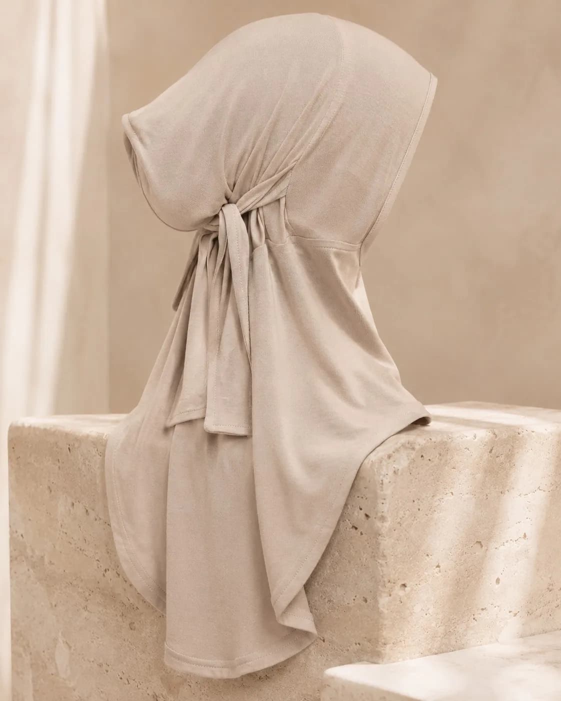 Jersey Hijab Undercap Wholesale — OEM Manufacturer | Tie-Back Cap Hijab, Sand Neutral Collection — Cotton Jersey / Spandex hijab, 50 pcs MOQ, OEM/ODM wholesale | QIUYAN — view 5