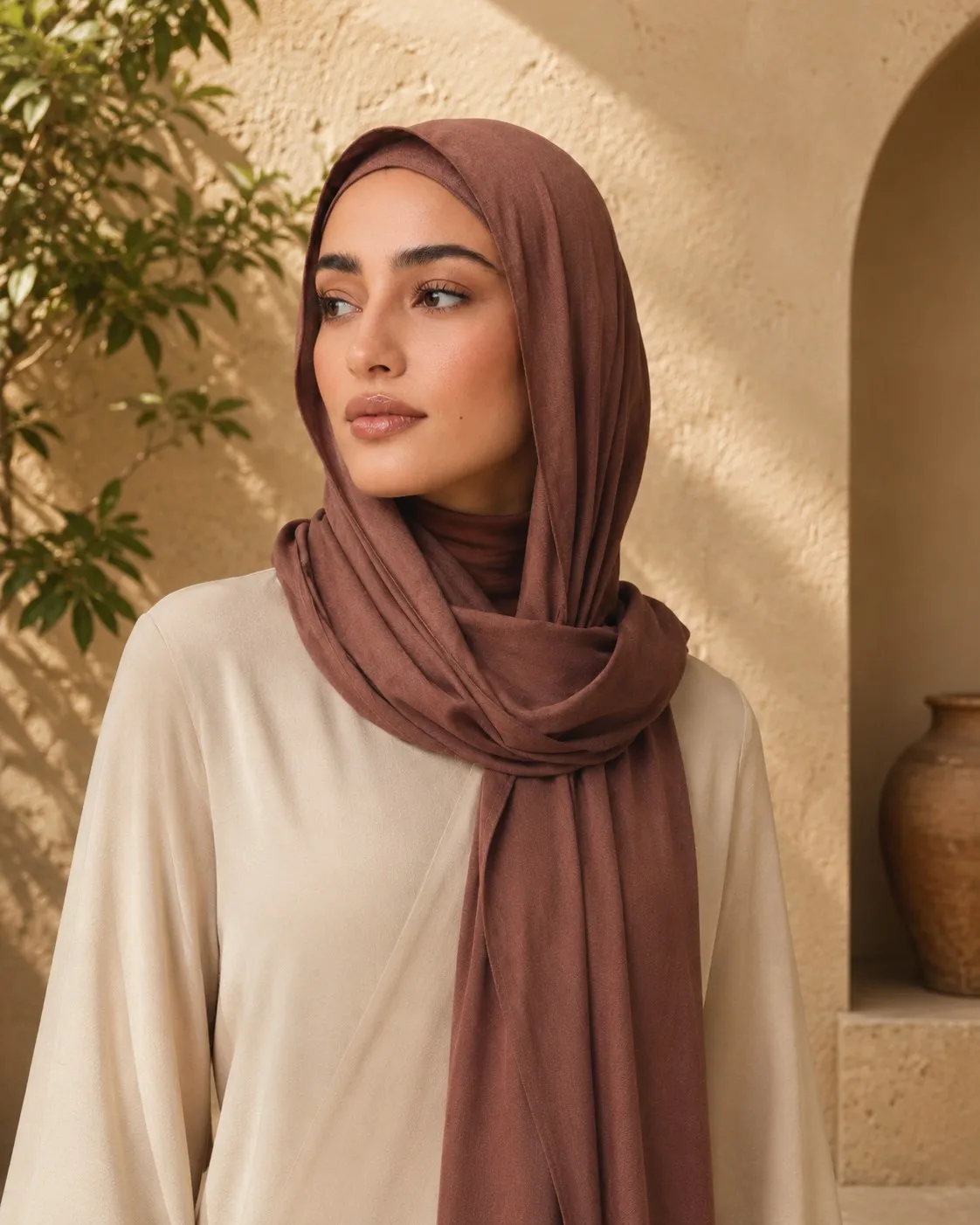 Private Label Bamboo Jersey Hijab — Wholesale Breathable, OEM Manufacturer | Terracotta Solid Collection — Bamboo Jersey hijab, 50 pcs MOQ, OEM/ODM wholesale | QIUYAN — view 2