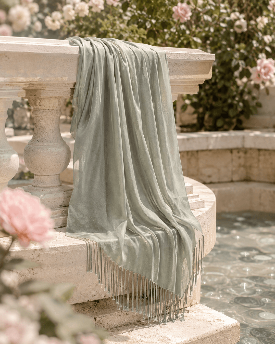 Modal Tassel Hijab — Pearl Bead Embellished Hem, Occasion Wear Collection — Modal Tassel hijab, 50 pcs MOQ, OEM/ODM wholesale | QIUYAN