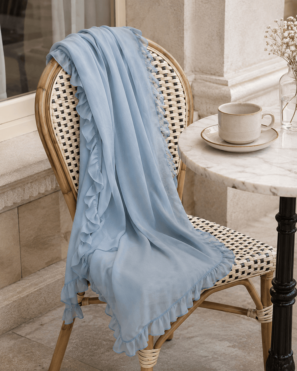 Modal Ruffle Hijab — Asymmetric Ruffle Drape, Fashion-Forward Collection — Modal Ruffle hijab, 50 pcs MOQ, OEM/ODM wholesale | QIUYAN