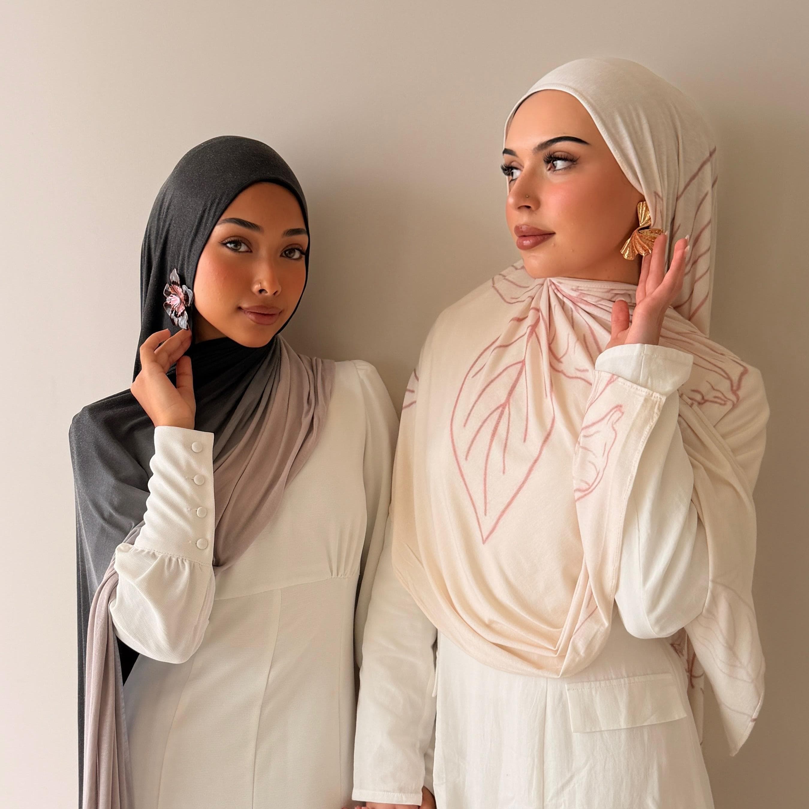 Floral Printed Cotton Jersey Hijab — Soft Breathable — Cotton Jersey hijab wholesale OEM/ODM | QIUYAN