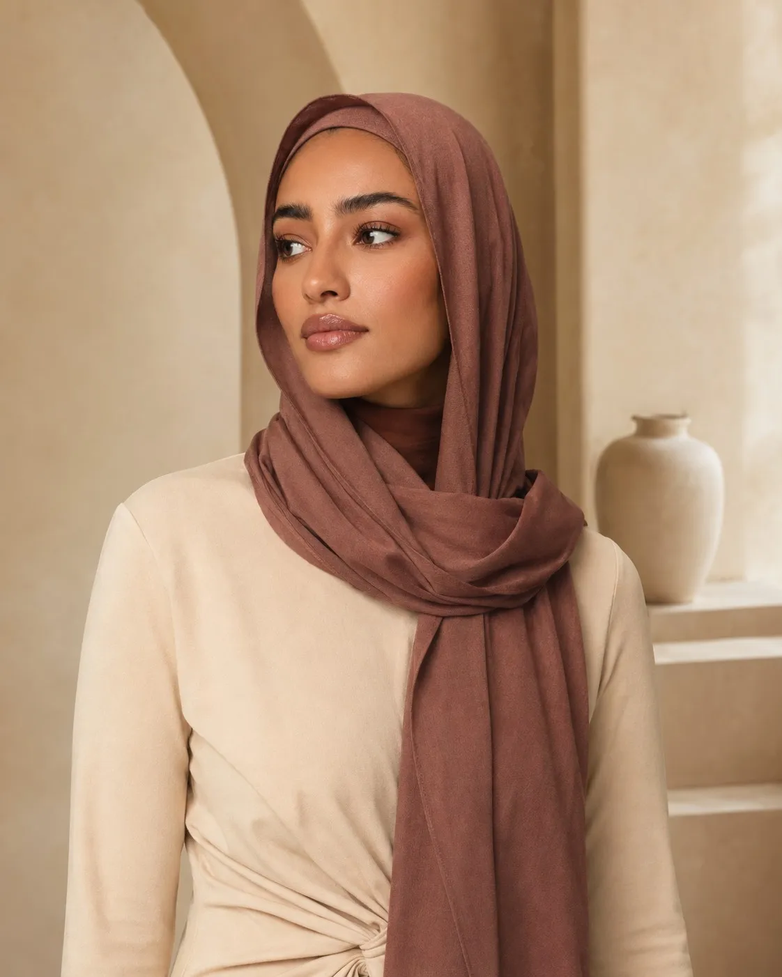 Private Label Bamboo Jersey Hijab — Wholesale Breathable, OEM Manufacturer | Terracotta Solid Collection — Bamboo Jersey hijab, 50 pcs MOQ, OEM/ODM wholesale | QIUYAN
